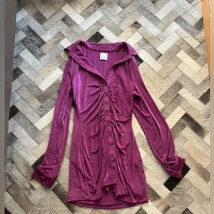 With Jean Fuschia Button Up Mini Dress